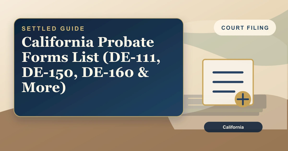 California Probate Forms List (DE-111, DE-150, DE-160 & More)